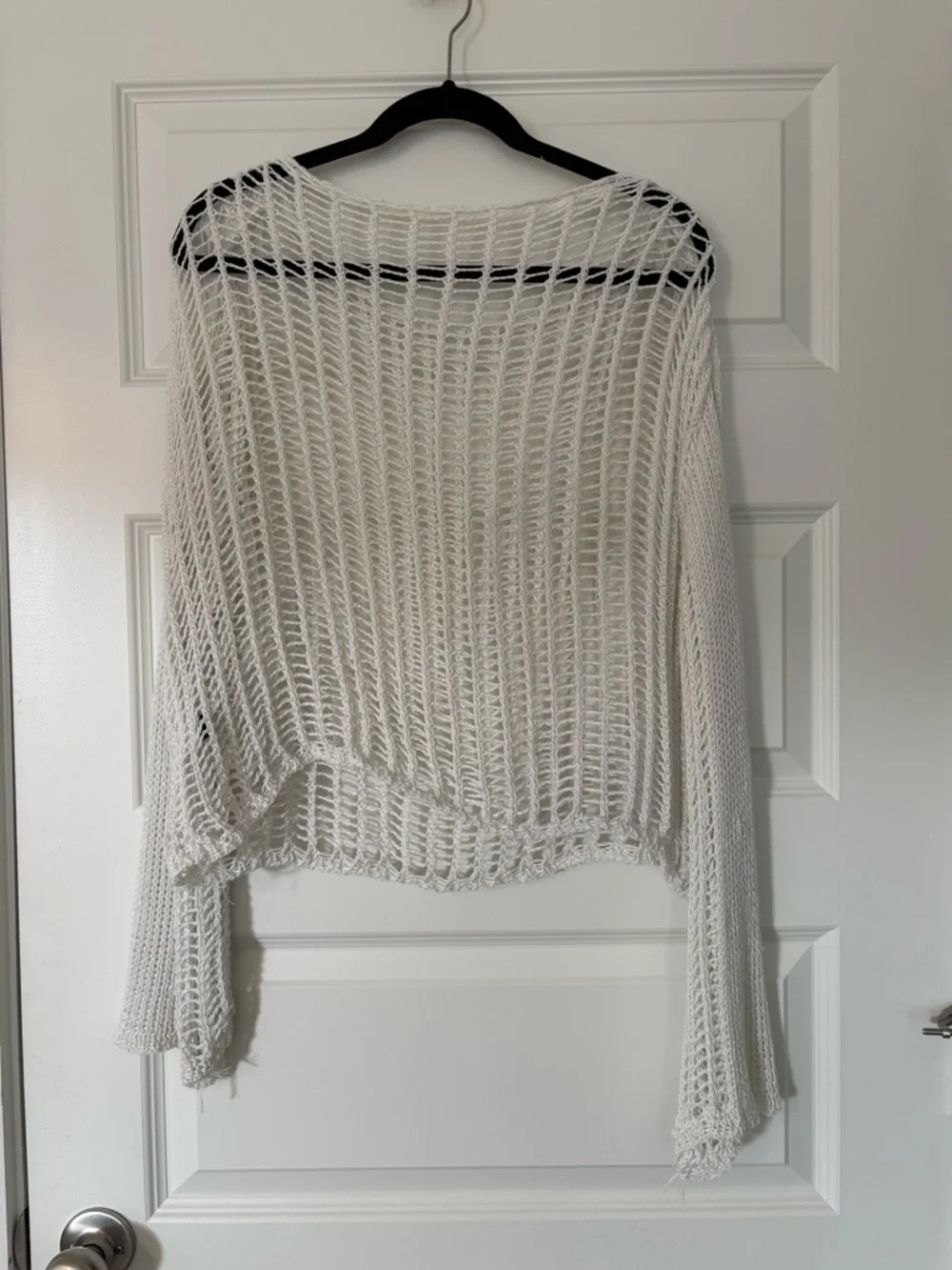 SHEIN White Crochet Open-Knit Long Sleeve Swim Coverup - Picture 4 of 5